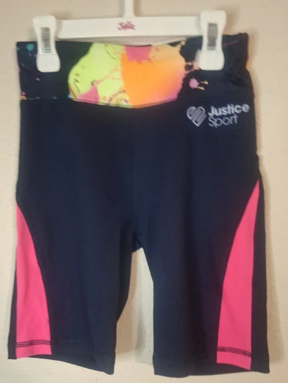 Justice Girls' Neon Paint-Splash Active Set - Pink, Blue & Yellow Size Small NWT